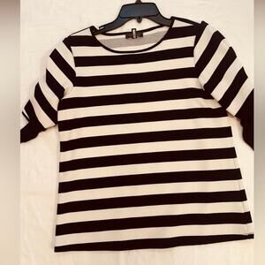 The Limited Black White Striped Top Small Tie Sleeve Textured Chic Workwear